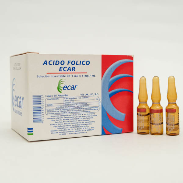 ACIDO FOLICO AMP 1MG X 1ML  ECAR