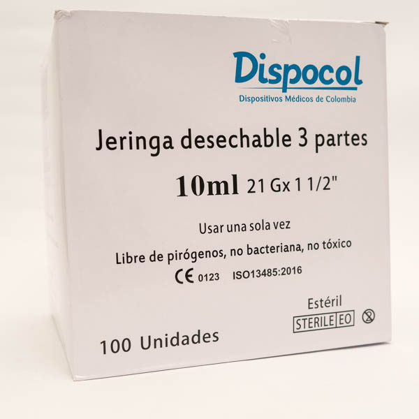 JERINGA 10ML 21G 1 1X2 X 100  DISPOCOL