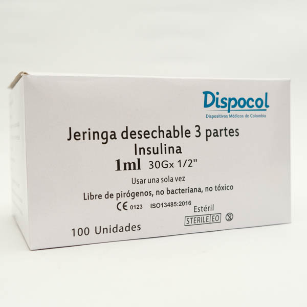 JERINGA DE INSULINA 1ML 31G X 1X2  X 100 DISPOCOL