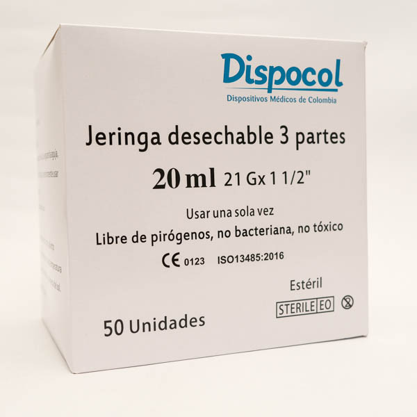 JERINGA 20ML 21G 1 1X2 X 50  DISPOCOL