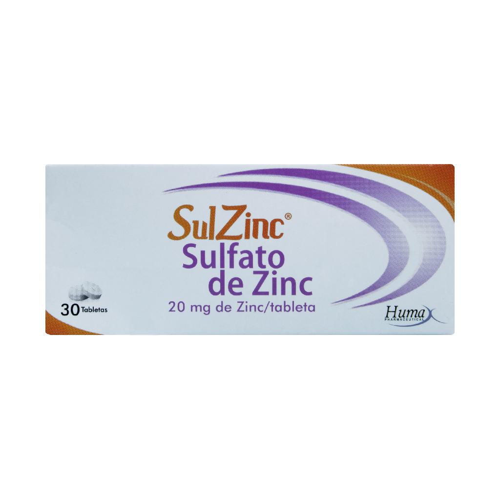 SULZINC SULFATO TAB REC 20MG X 30 HUMAX