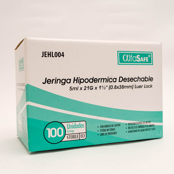 JERINGA 5ML 21G X 1 1 2 X 100 ALFA TRADING