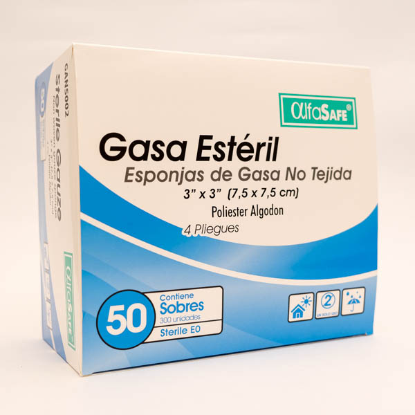 GASA ESTERIL NO TEJIDA 3X3 X6  X 50 SOB  ALFA TRADING