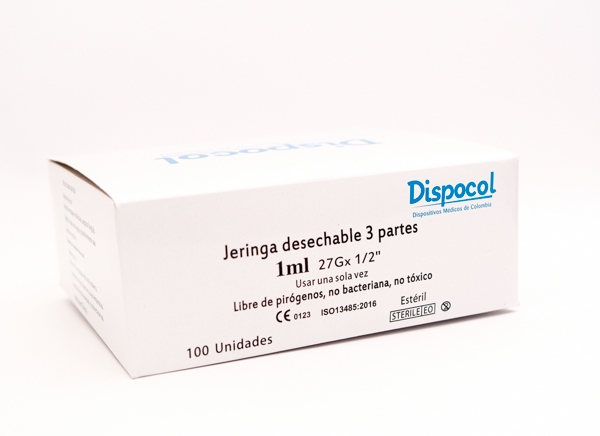 JERINGA DE INSULINA 1ML 27G X 1X2  X 100 DISPOCOL