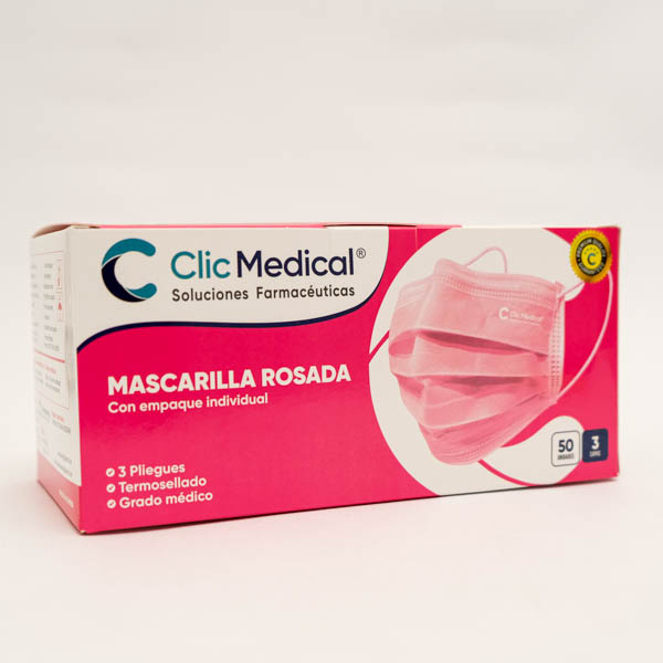 TAPABOCAS TERMOSELLADOS ROSADO X 50 CLIC MARKETING