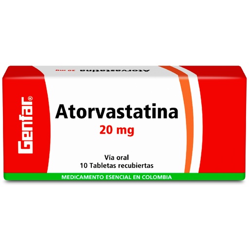 [000168] ATORVASTATINA TAB 20MG X 10 GF